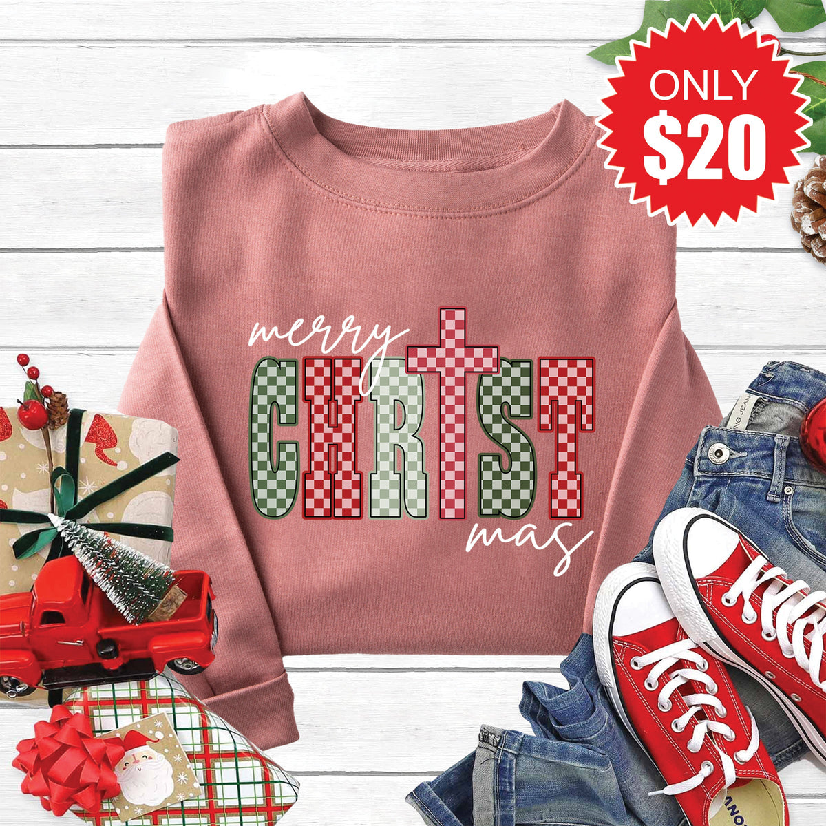 Merry Christmas Sweatshirt - Heather Mauve - 20 product image 1