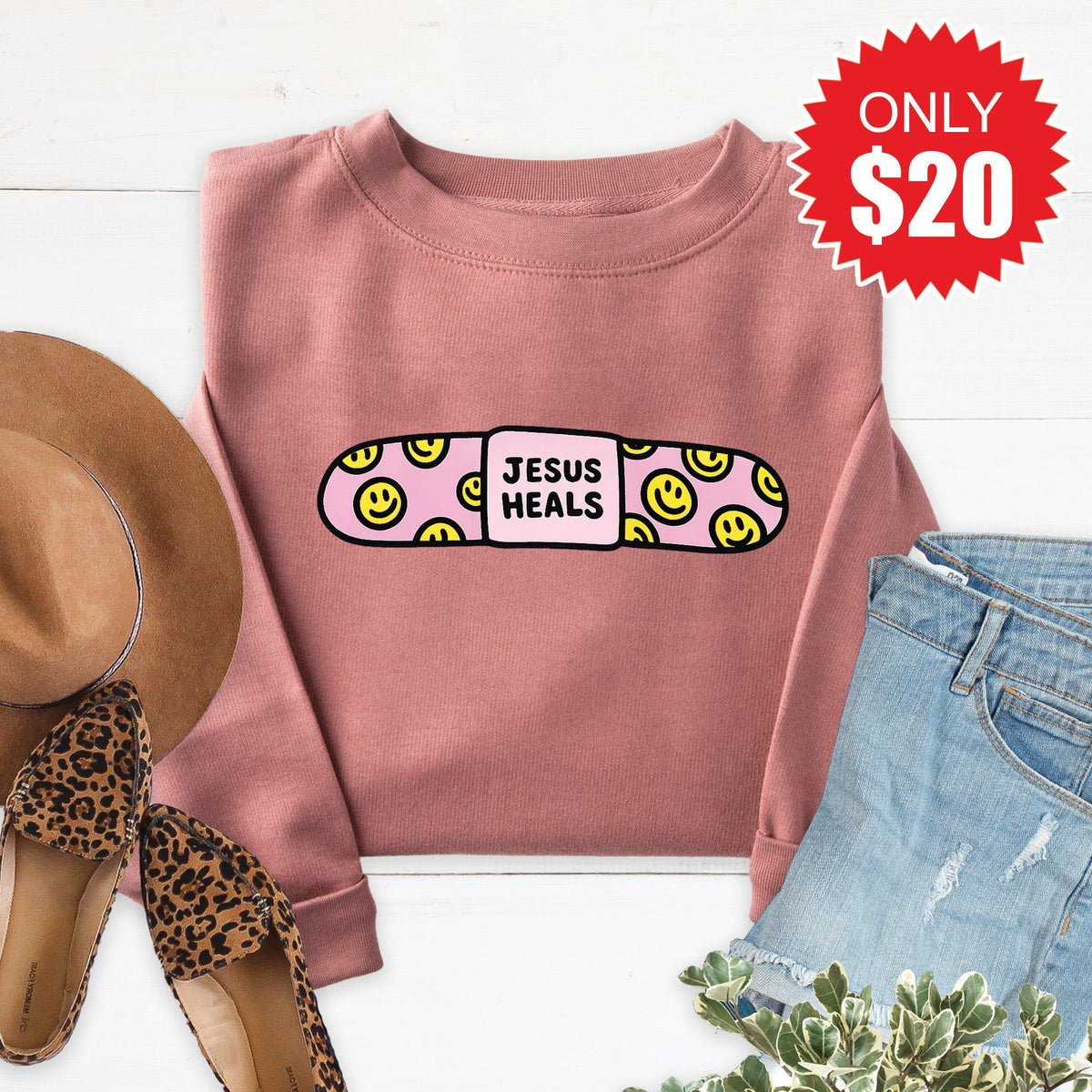 Jesus Heals Sweatshirt - Heather Mauve - 20 product image 1