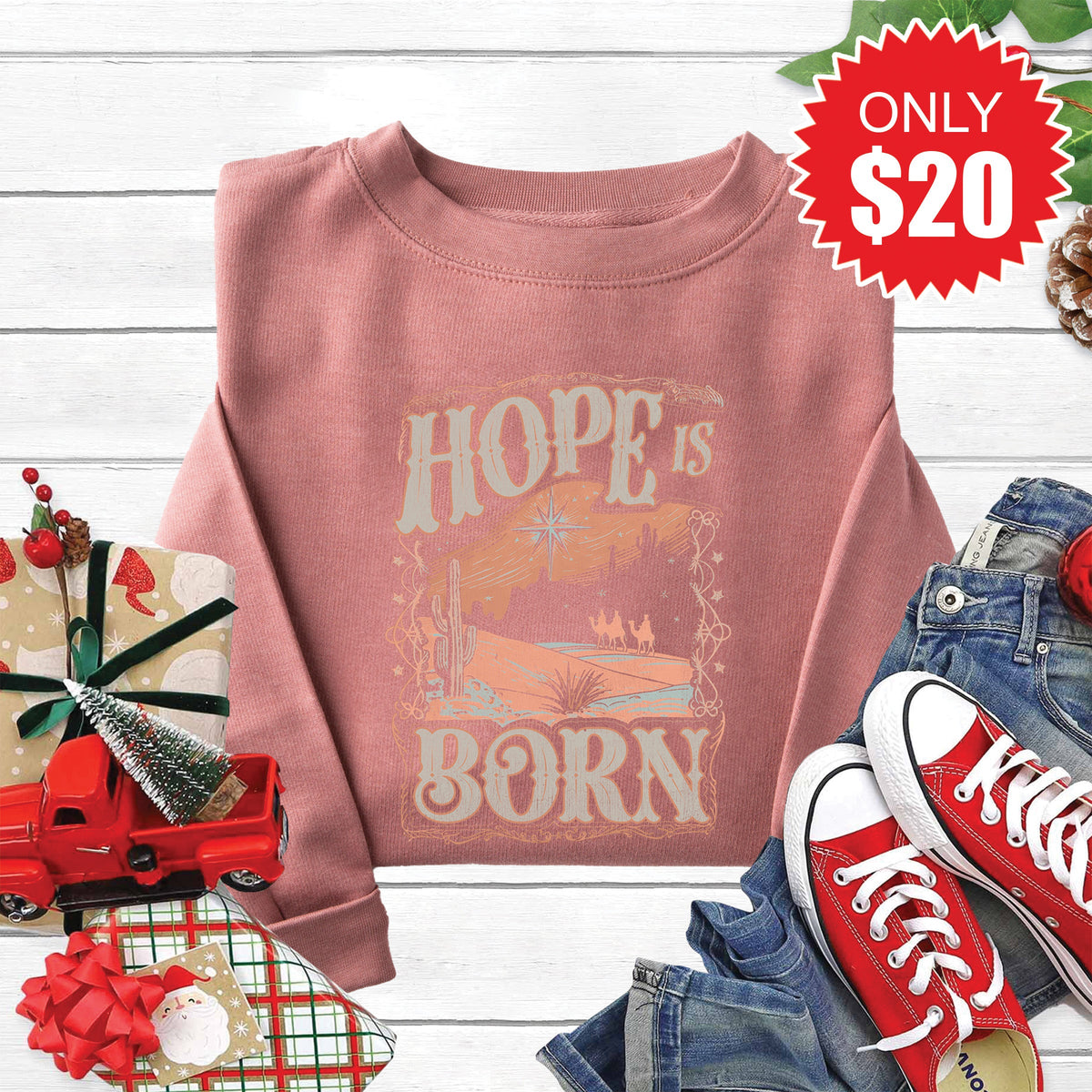Hope Is Born Sweatshirt - Heather Mauve - 20 product image 1