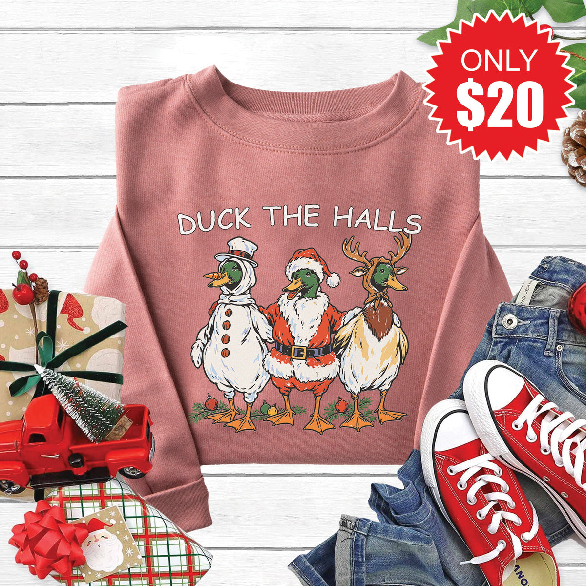Duck The Halls Sweatshirt - Heather Mauve - 20 product image 1
