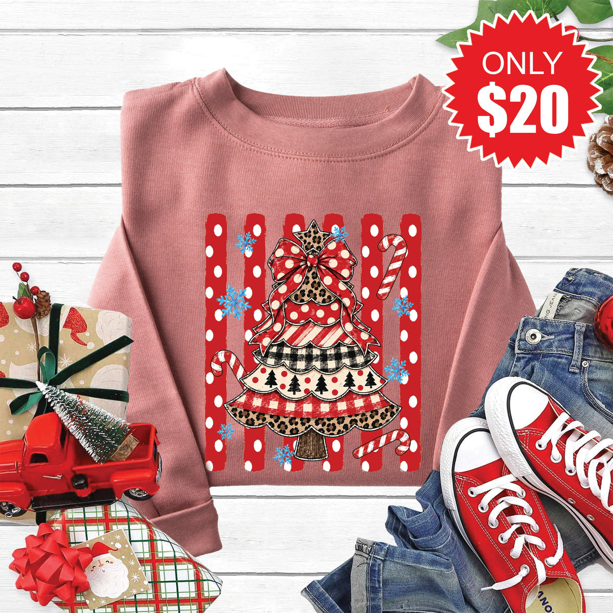 Christmas Tree Sweatshirt - Heather Mauve - 20 product image 1