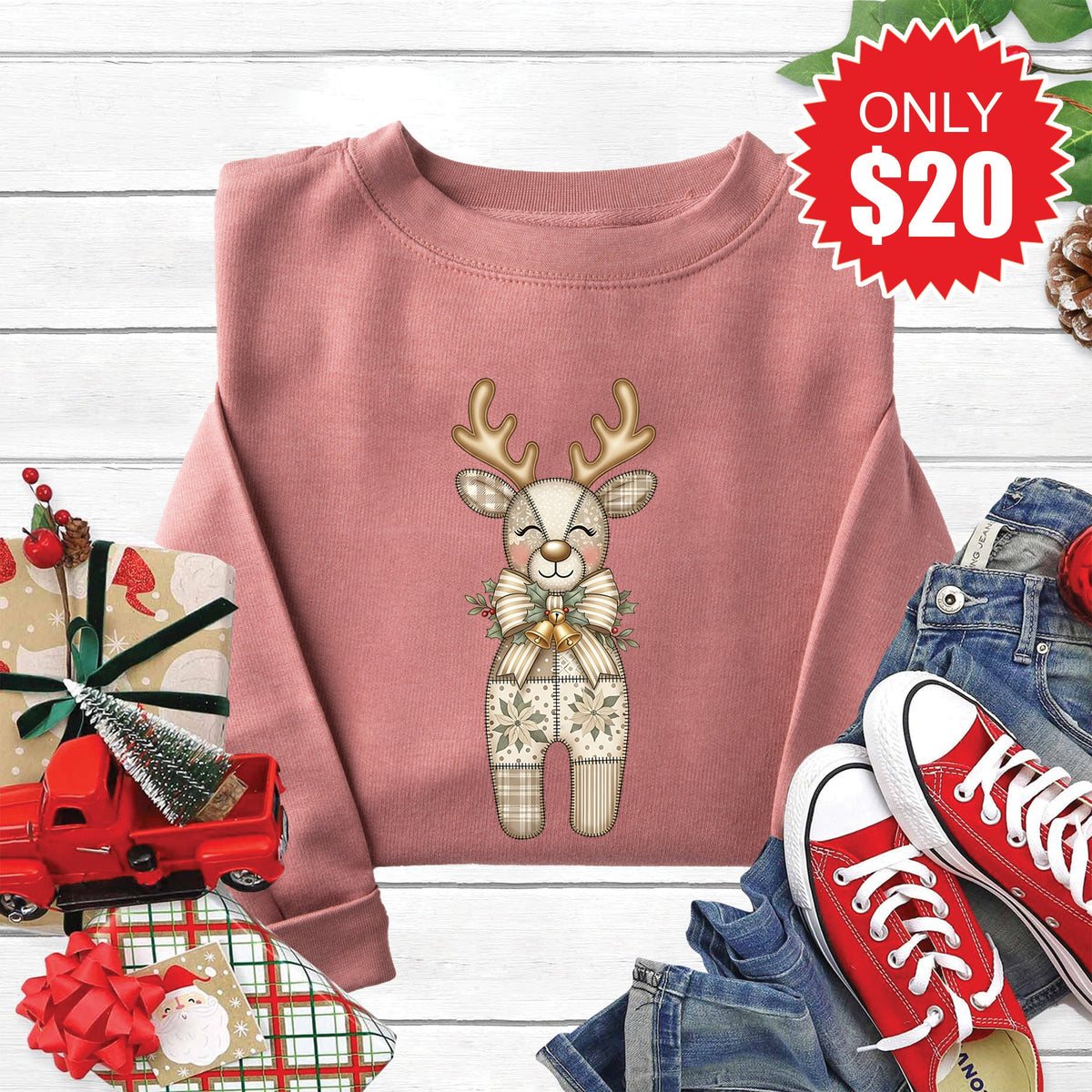 Reindeer Sweatshirt - Heather Mauve - 20 product image 1