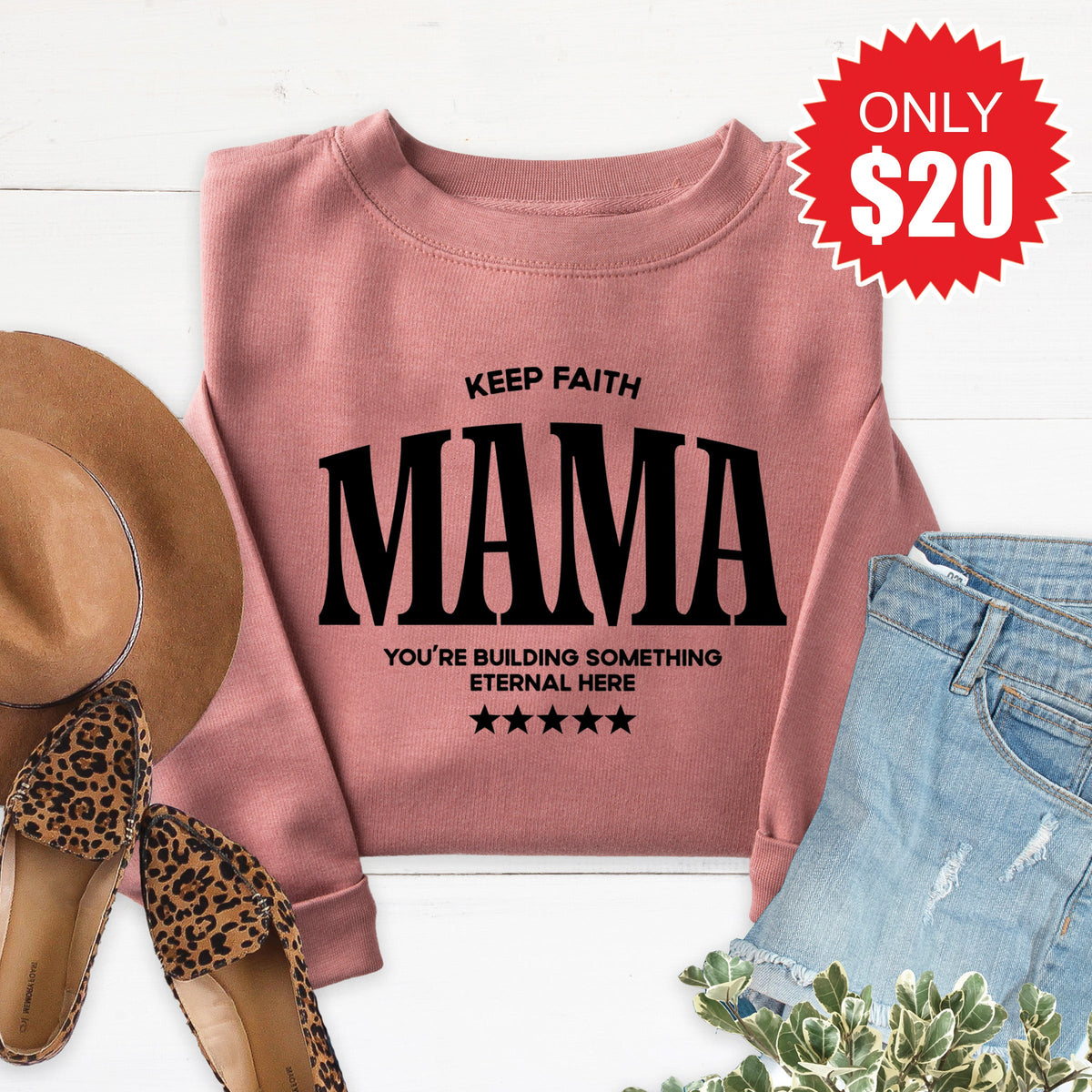 Keep Faith Mama Sweatshirt - Heather Mauve - 20 product image 1