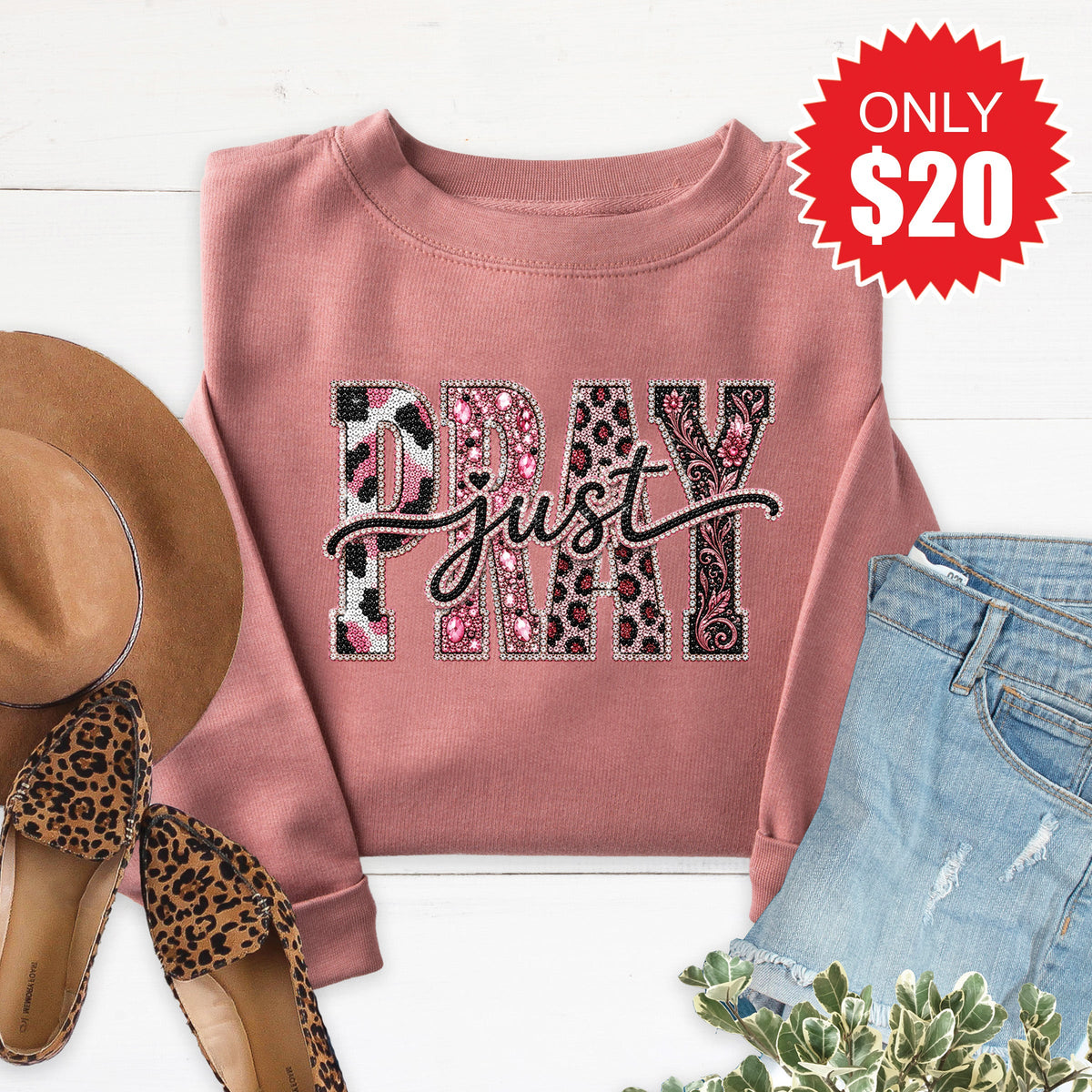Just Pray Sweatshirt - Heather Mauve - 20 product image 1