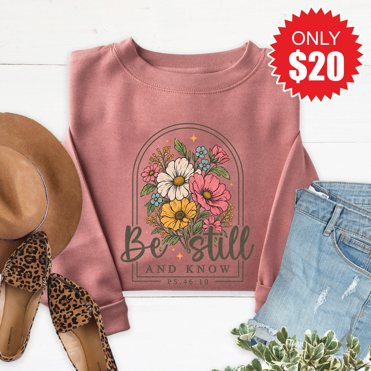 Be Still And Know Sweatshirt - Heather Mauve - 20 product image 1