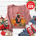 Christmas Chickens Sweatshirt - Heather Mauve - 20 product image 1