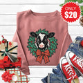 Christmas Cow Sweatshirt - Heather Mauve - 20 product image 1