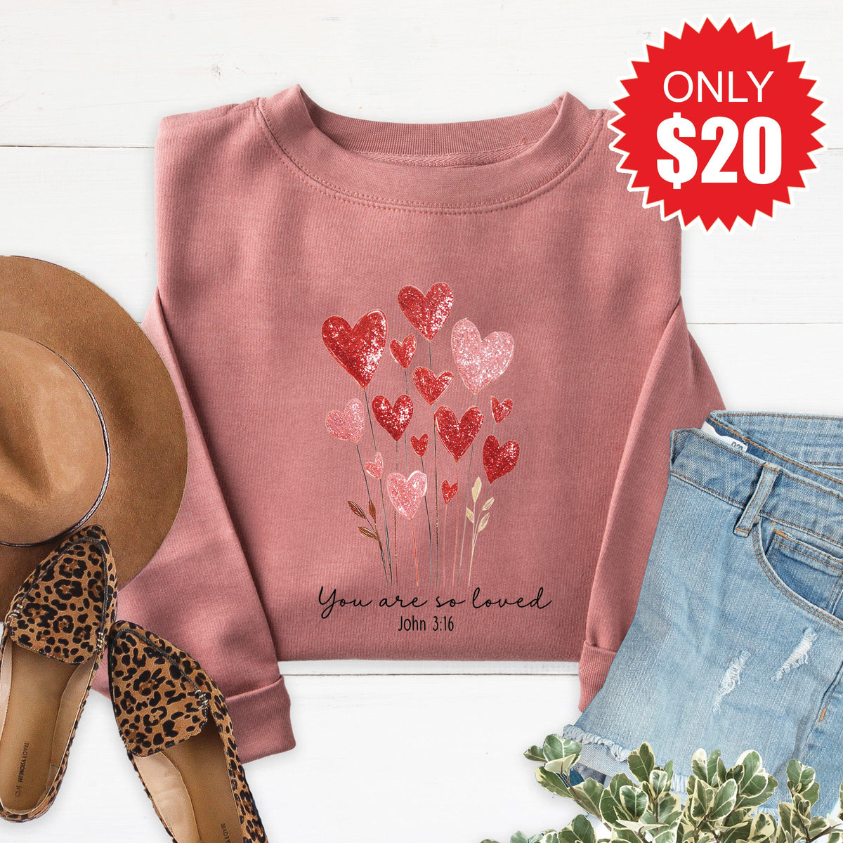 You Are So Loved Sweatshirt - Heather Mauve - 20 product image 1