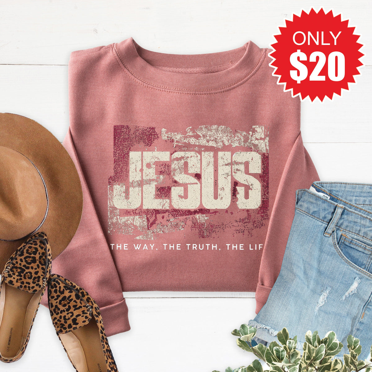 Jesus Sweatshirt - Heather Mauve - 20 product image 1