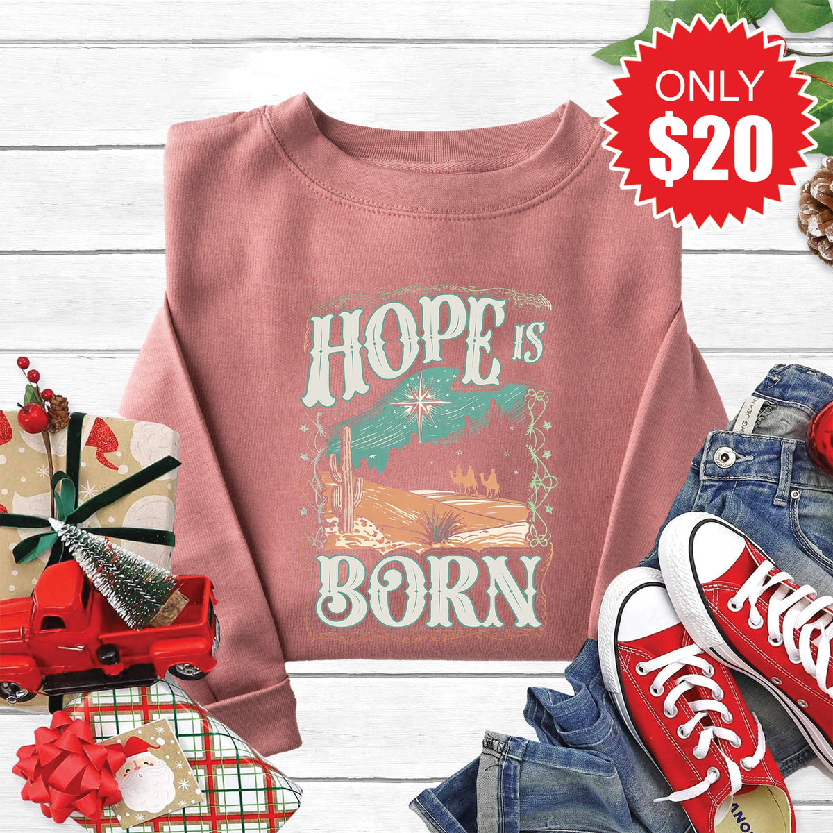 Hope Is Born Sweatshirt - Heather Mauve - 20 product image 1