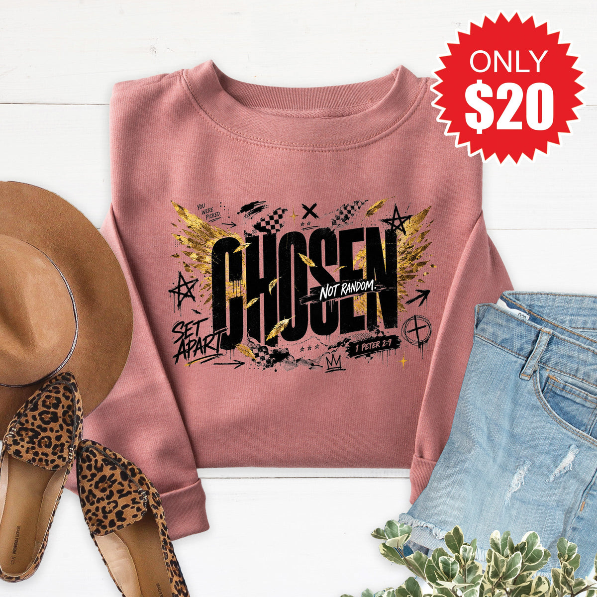 Chosen Not Random Sweatshirt - Heather Mauve - 20 product image 1