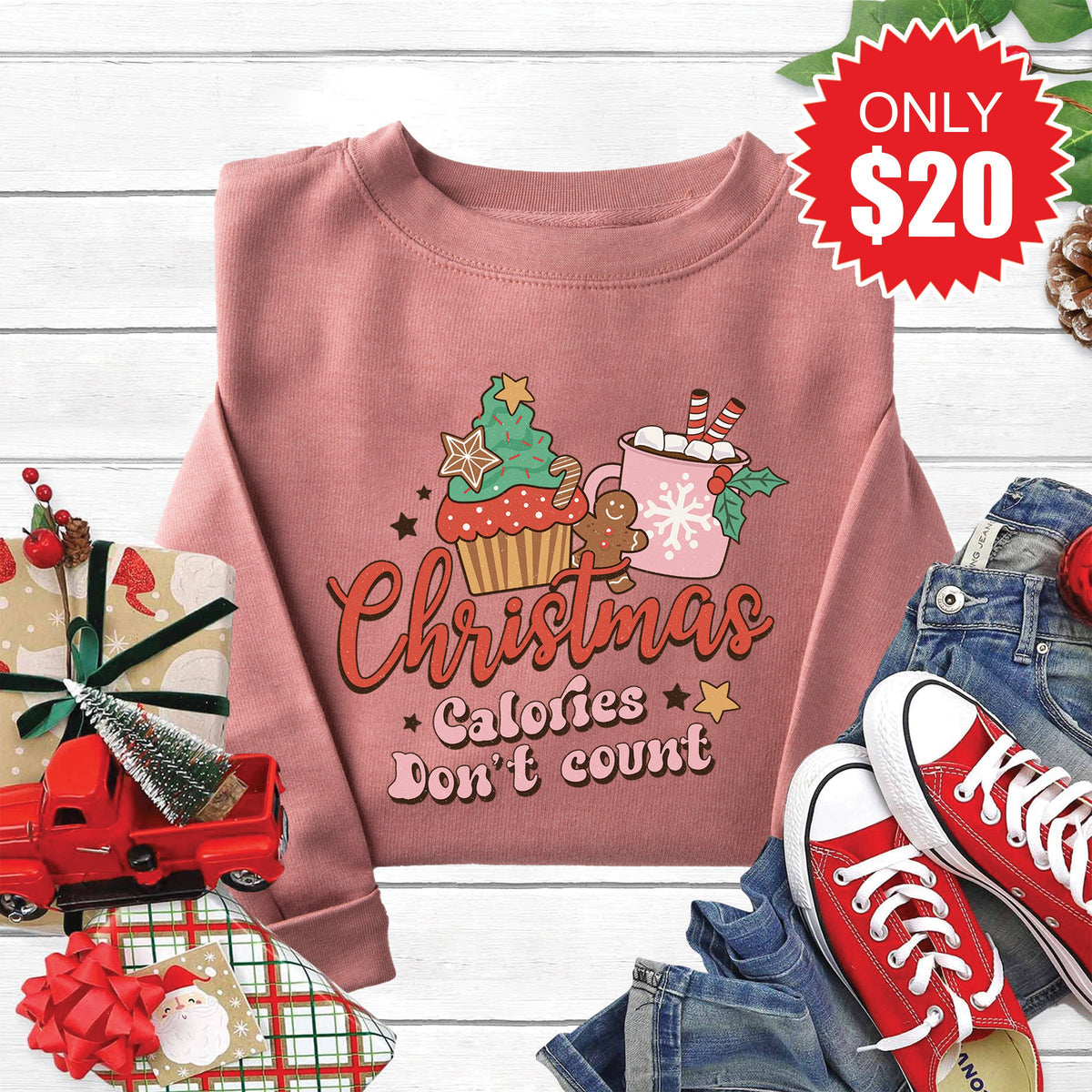 Christmas Calories Sweatshirt - Heather Mauve - 20 product image 1