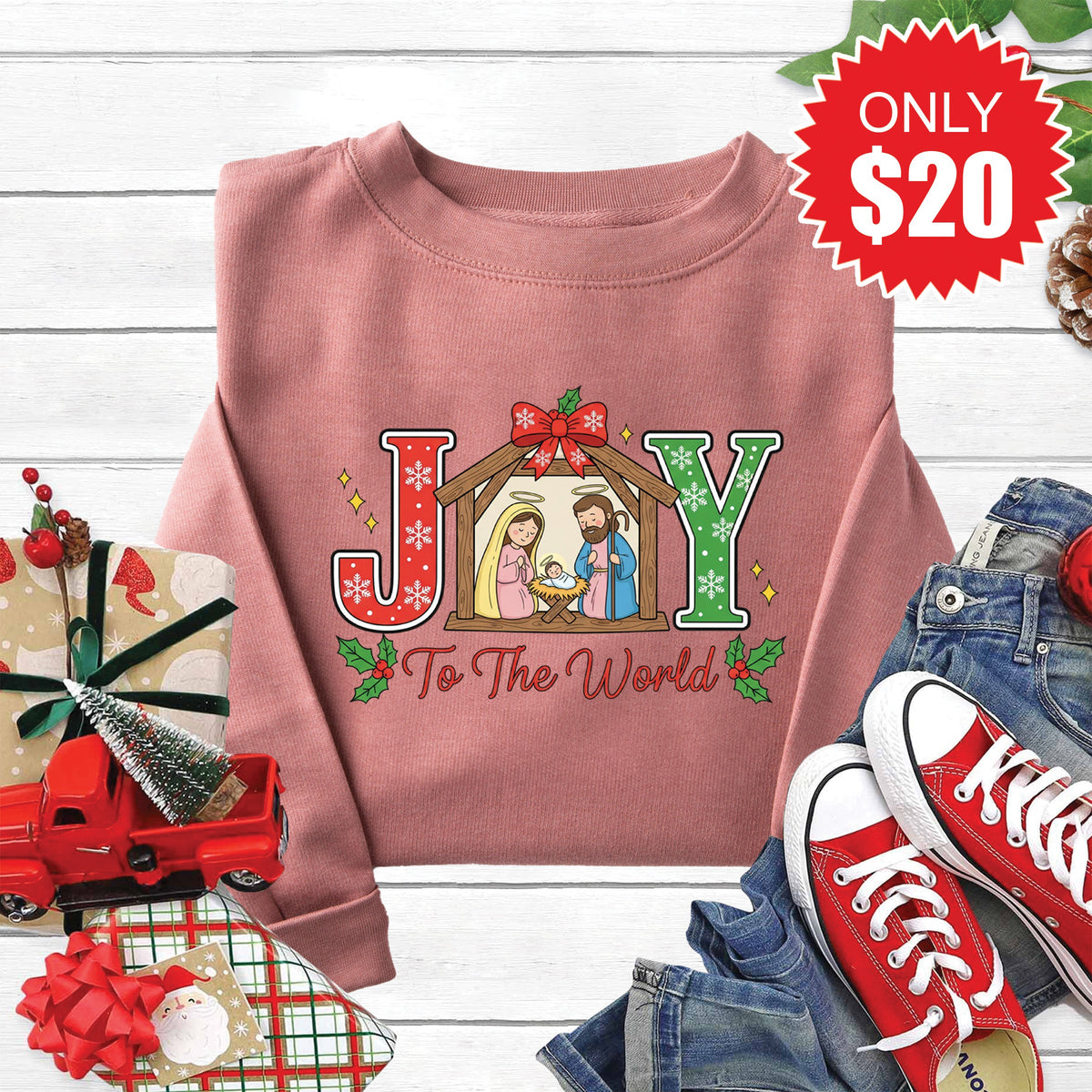 Joy To The World Sweatshirt - Heather Mauve - 20 product image 1