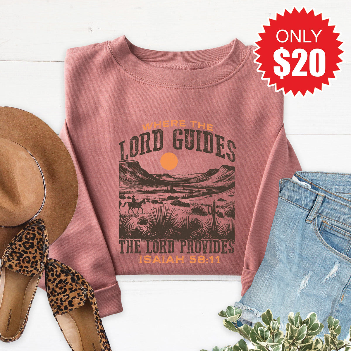 Where The Lord Guides Sweatshirt - Heather Mauve - 20 product image 1