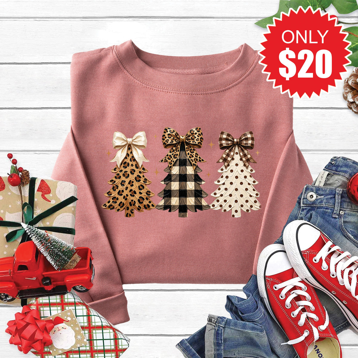 Leopard Christmas Trees Sweatshirt - Heather Mauve - 20 product image 1