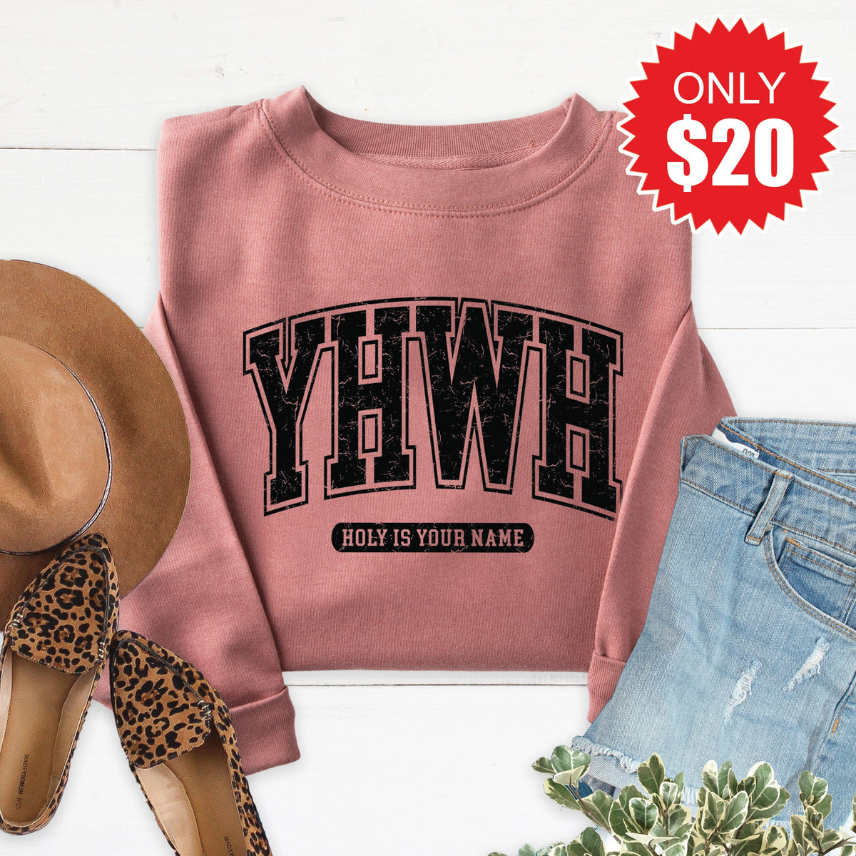 YHWH Sweatshirt - Heather Mauve - 20 product image 1