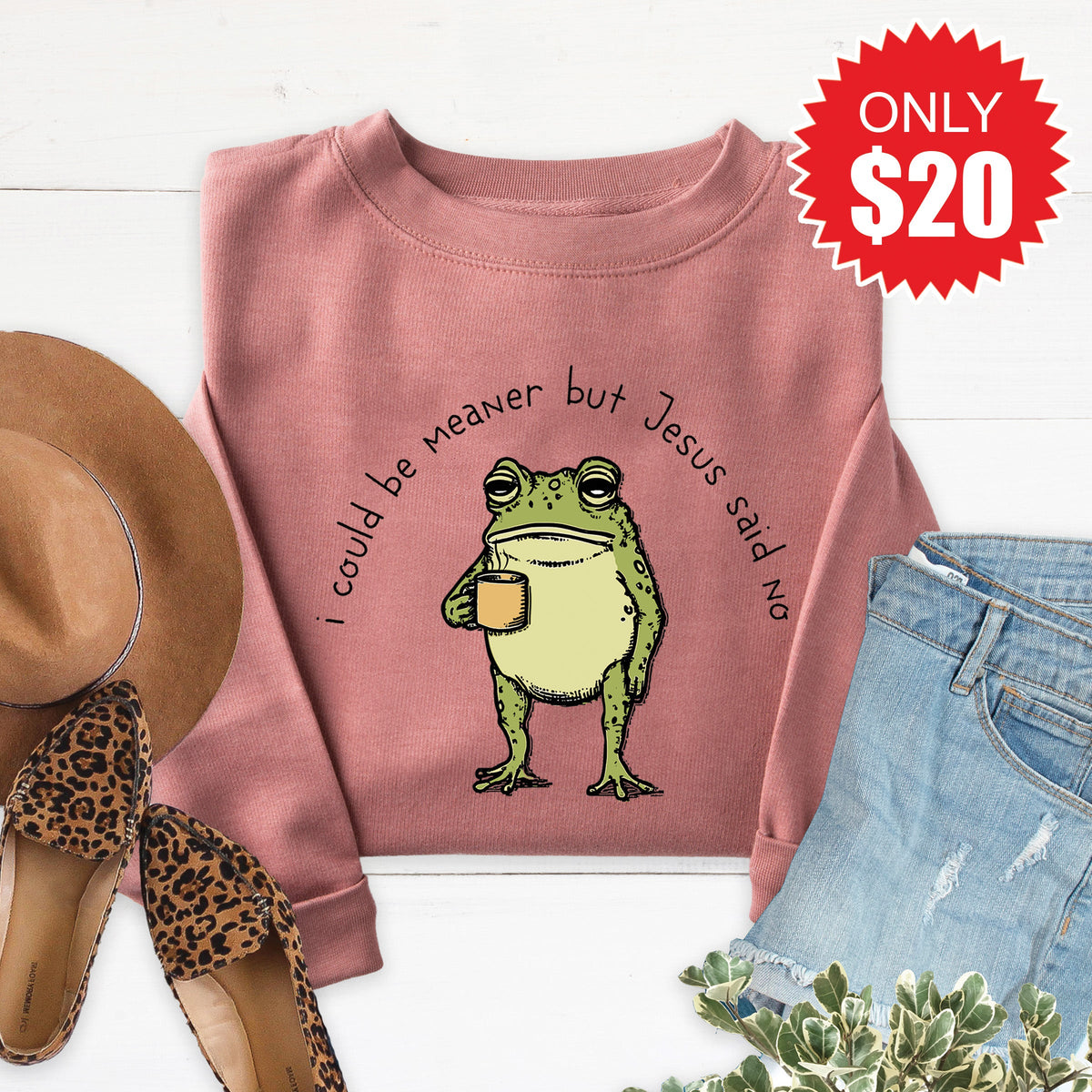 Jesus Said No Sweatshirt - Heather Mauve - 20 product image 1