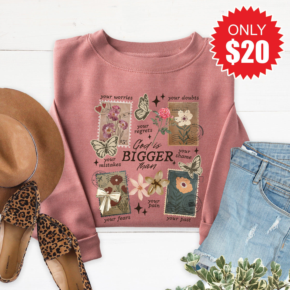 God Is Bigger Sweatshirt - Heather Mauve - 20 product image 1