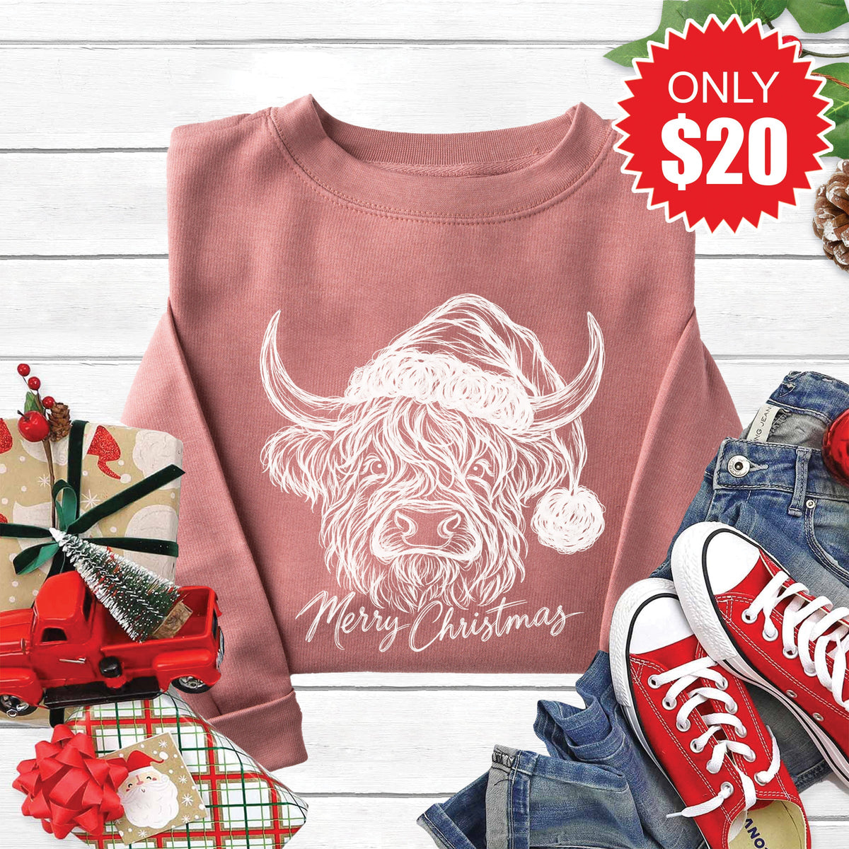 Highland Cow Sweatshirt - Heather Mauve - 20 product image 1