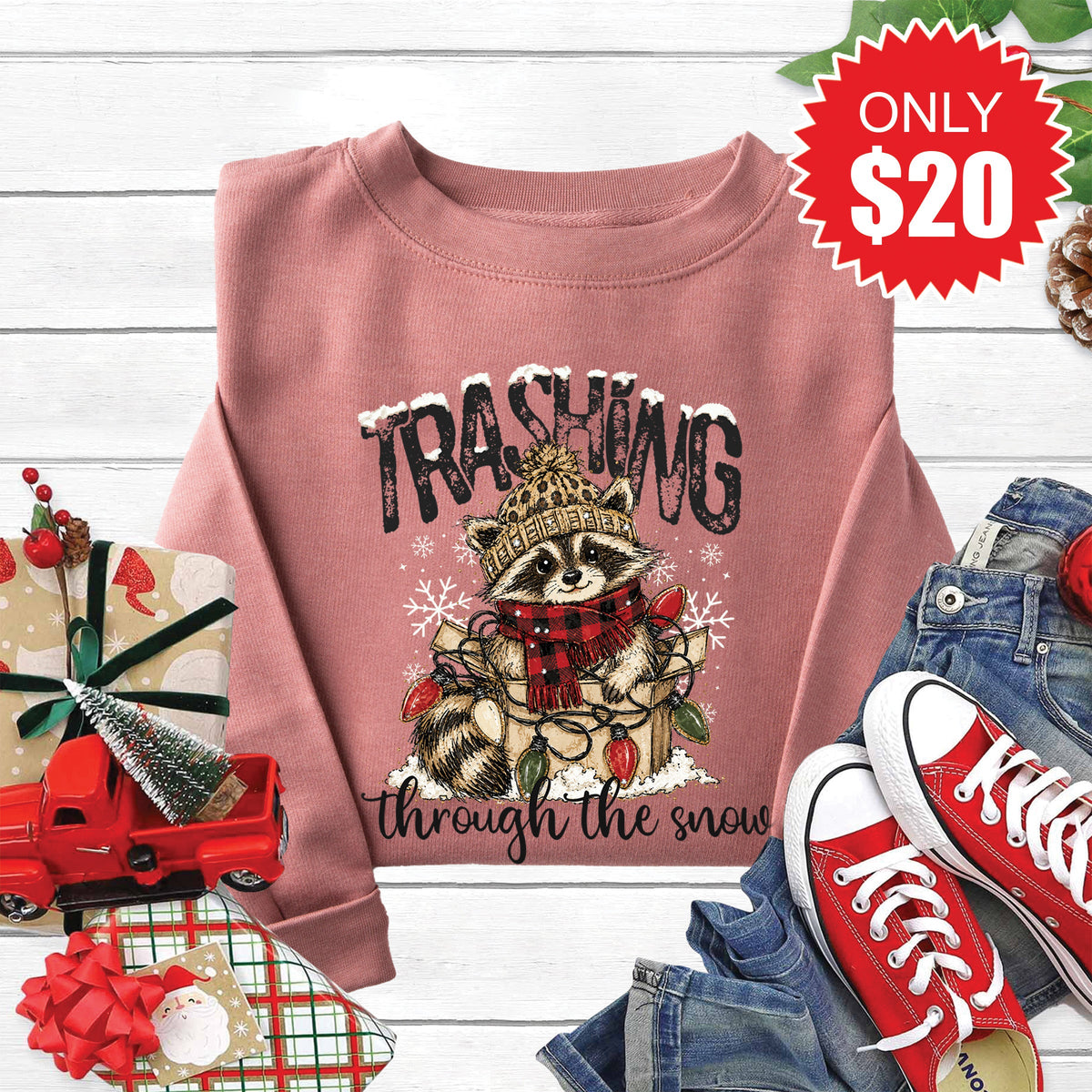 Trashing Through the Snow Sweatshirt - Heather Mauve - 20 product image 1