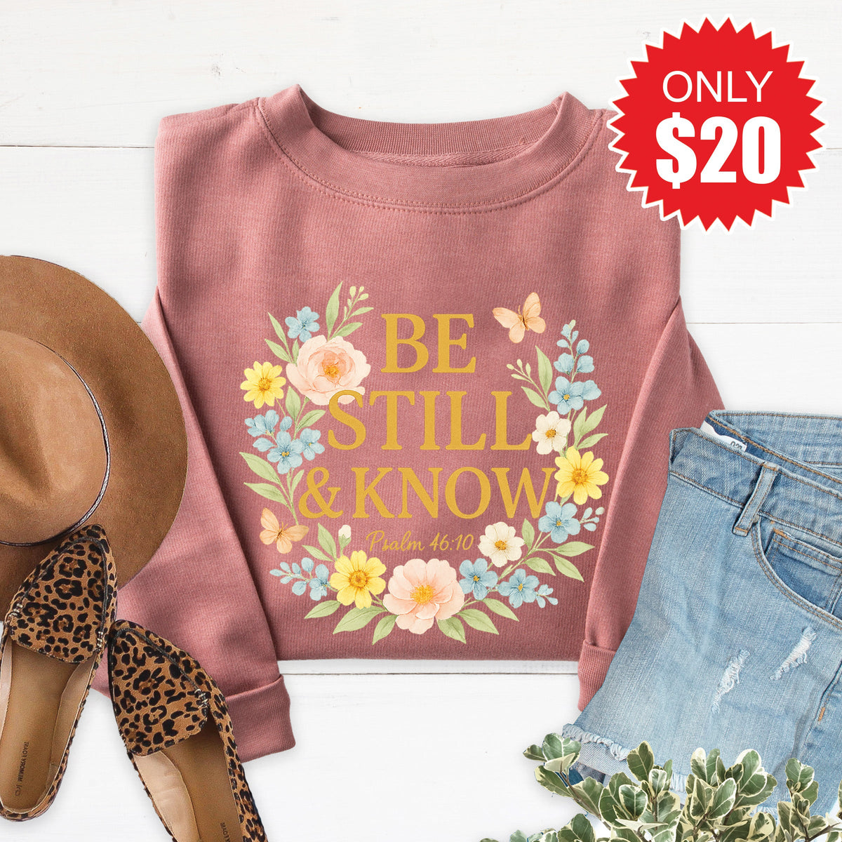 Be Still And Know Sweatshirt - Heather Mauve - 20 product image 1