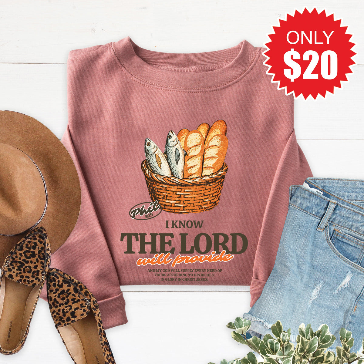 The Lord Will Provide Sweatshirt - Heather Mauve - 20 product image 1