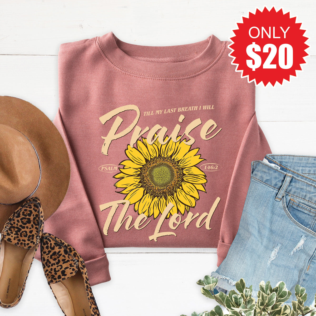 Praise The Lord Sweatshirt - Heather Mauve - 20 product image 1