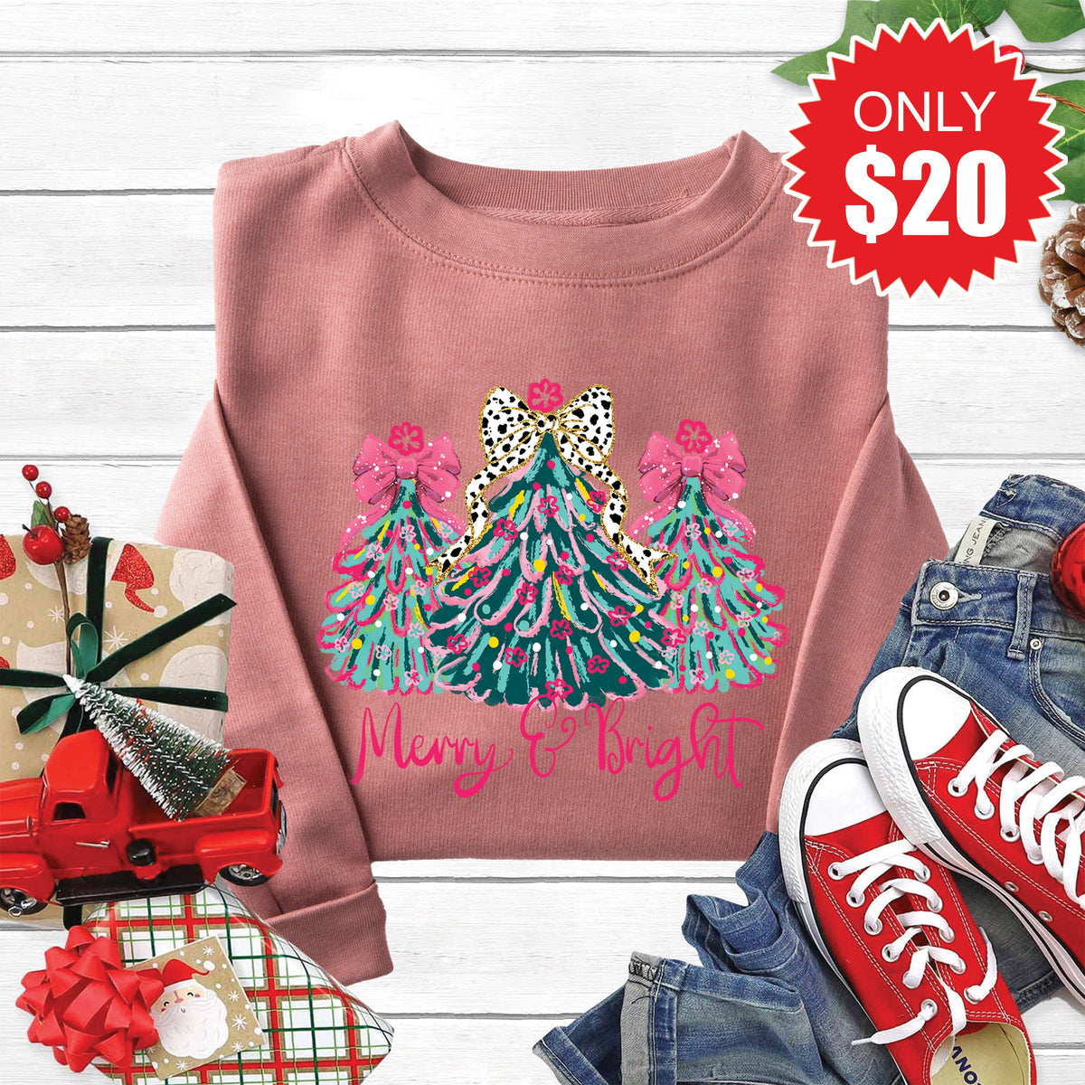 Merry and Bright Sweatshirt - Heather Mauve - 20 product image 1