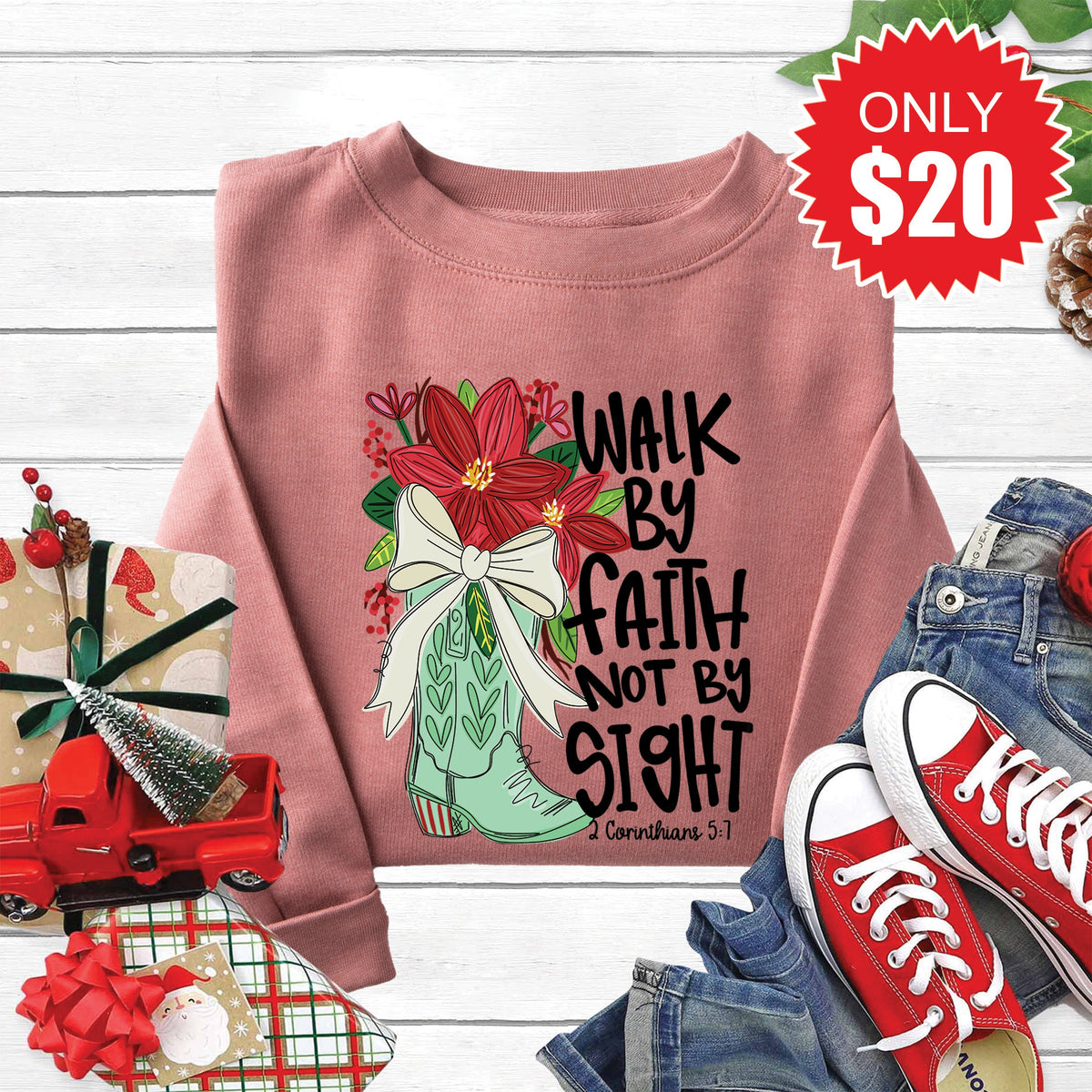 Walk By Faith Sweatshirt - Heather Mauve - 20 product image 1