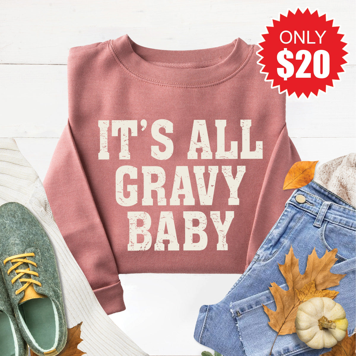 It's All Gravy Baby Sweatshirt - Heather Mauve - 20 product image 1