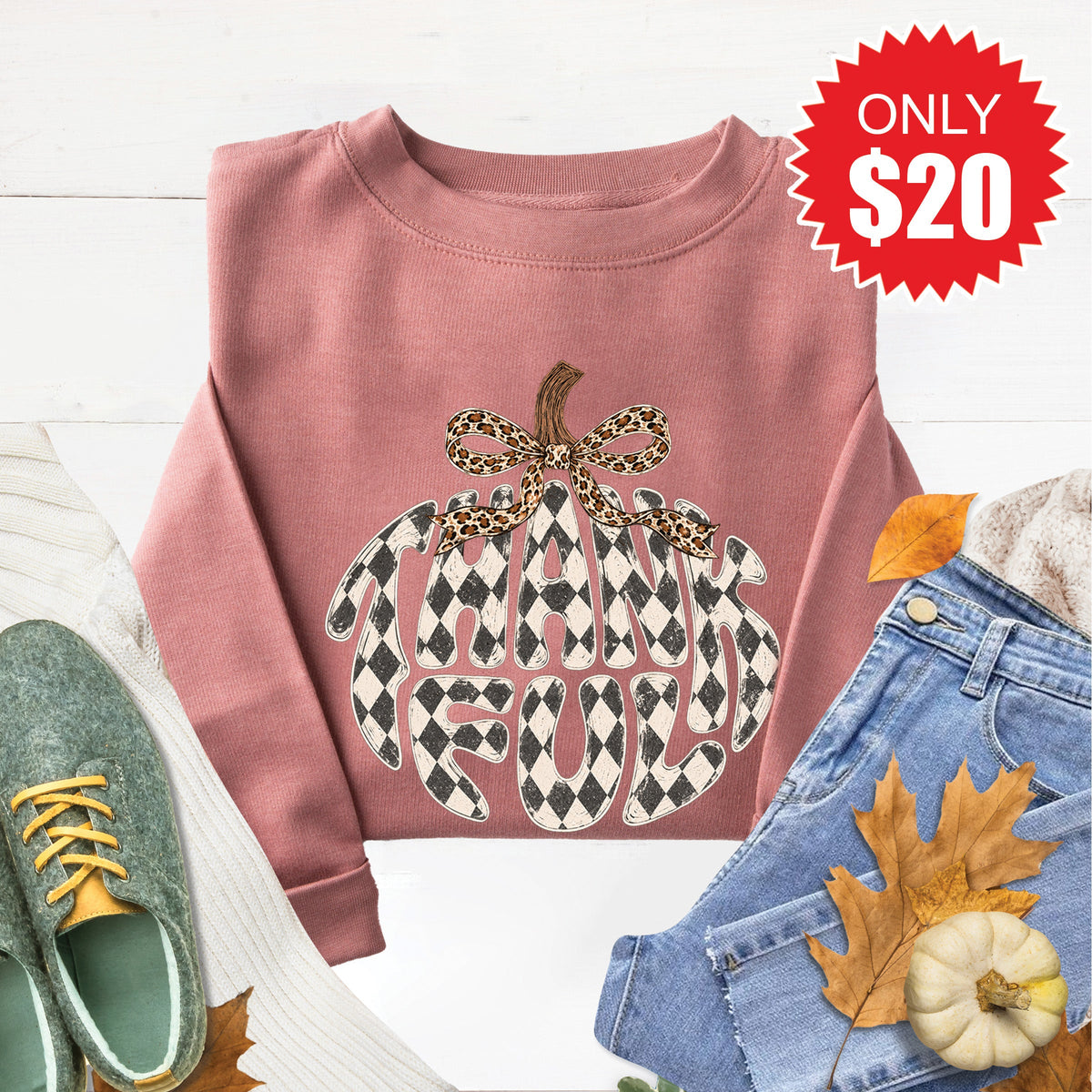 Thankful Sweatshirt - Heather Mauve - 20 product image 1