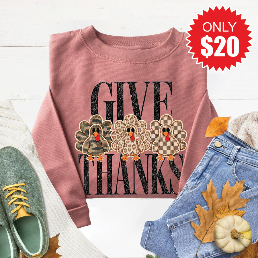 Give Thanks Sweatshirt - Heather Mauve - 20 product image 1