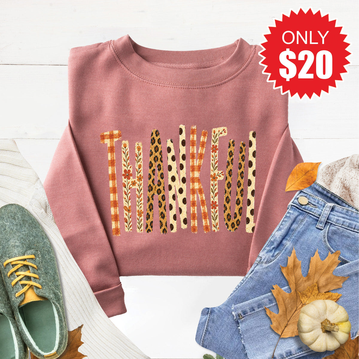 Thankful Sweatshirt - Heather Mauve - 20 product image 1