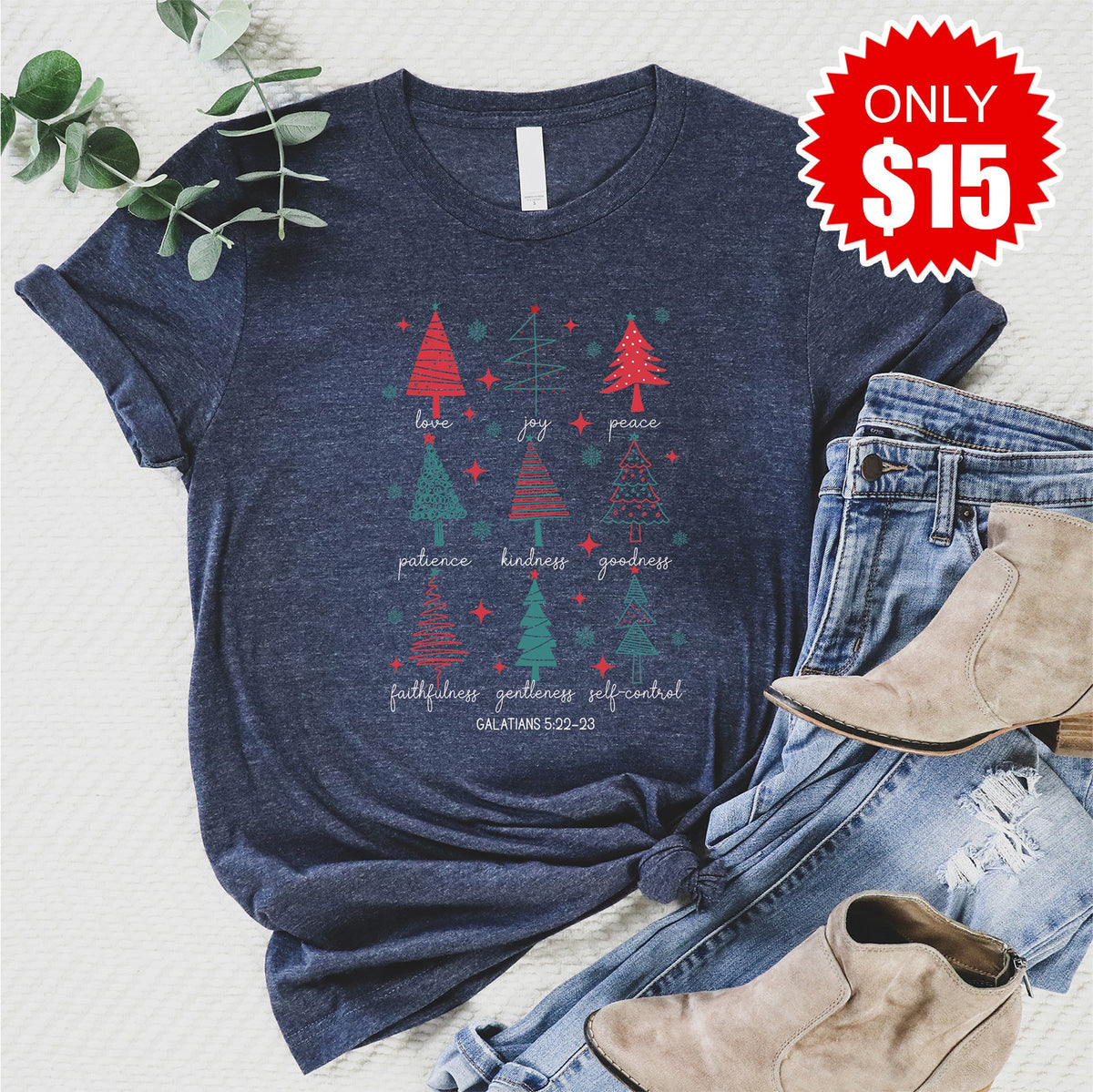 Christmas Fruit of the Spirit Tee - Heather Navy - 15 product image 1