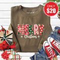 Merry Christmas Sweatshirt - Heather Olive - 20 product image 1