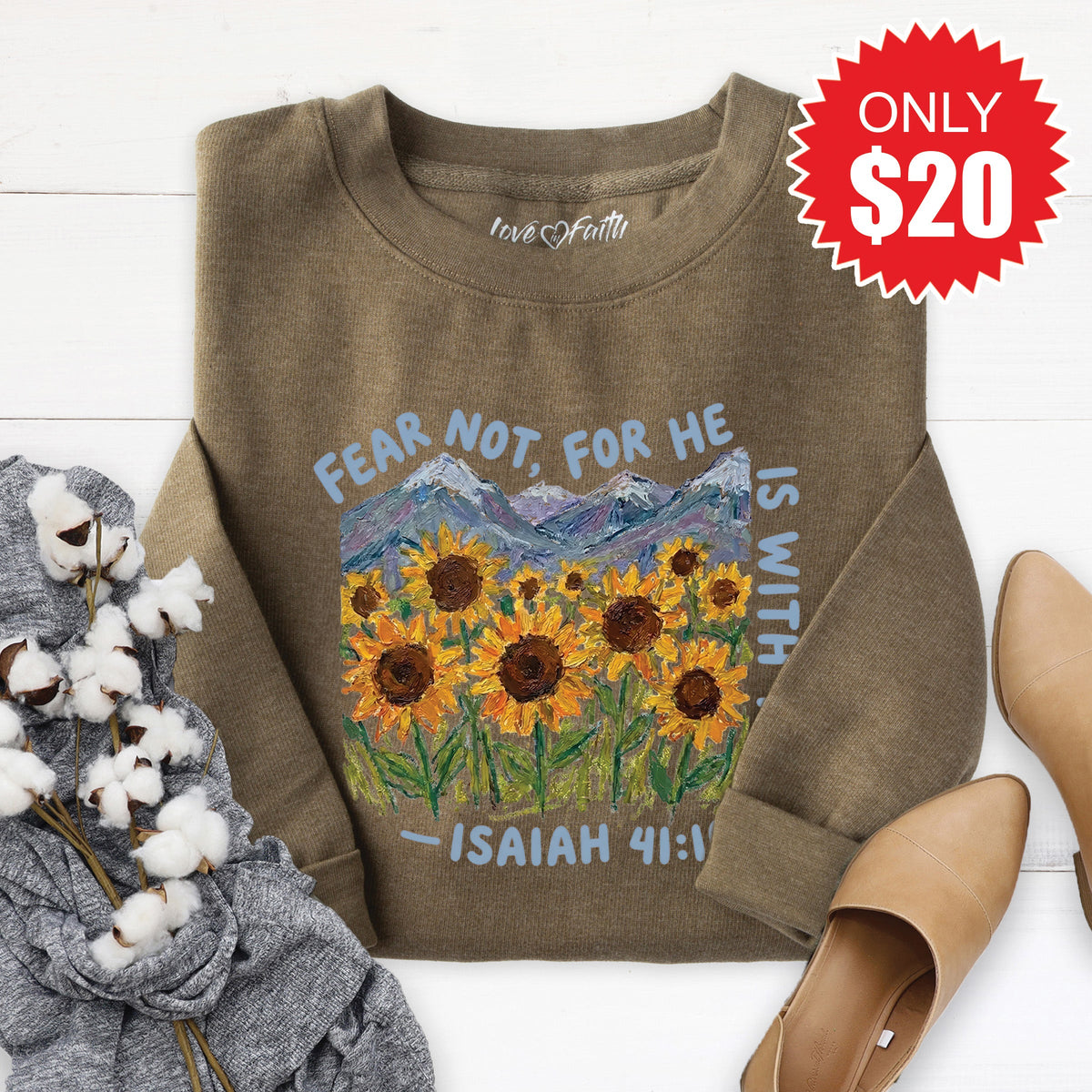 Fear Not Sweatshirt - Heather Olive - 20 product image 1