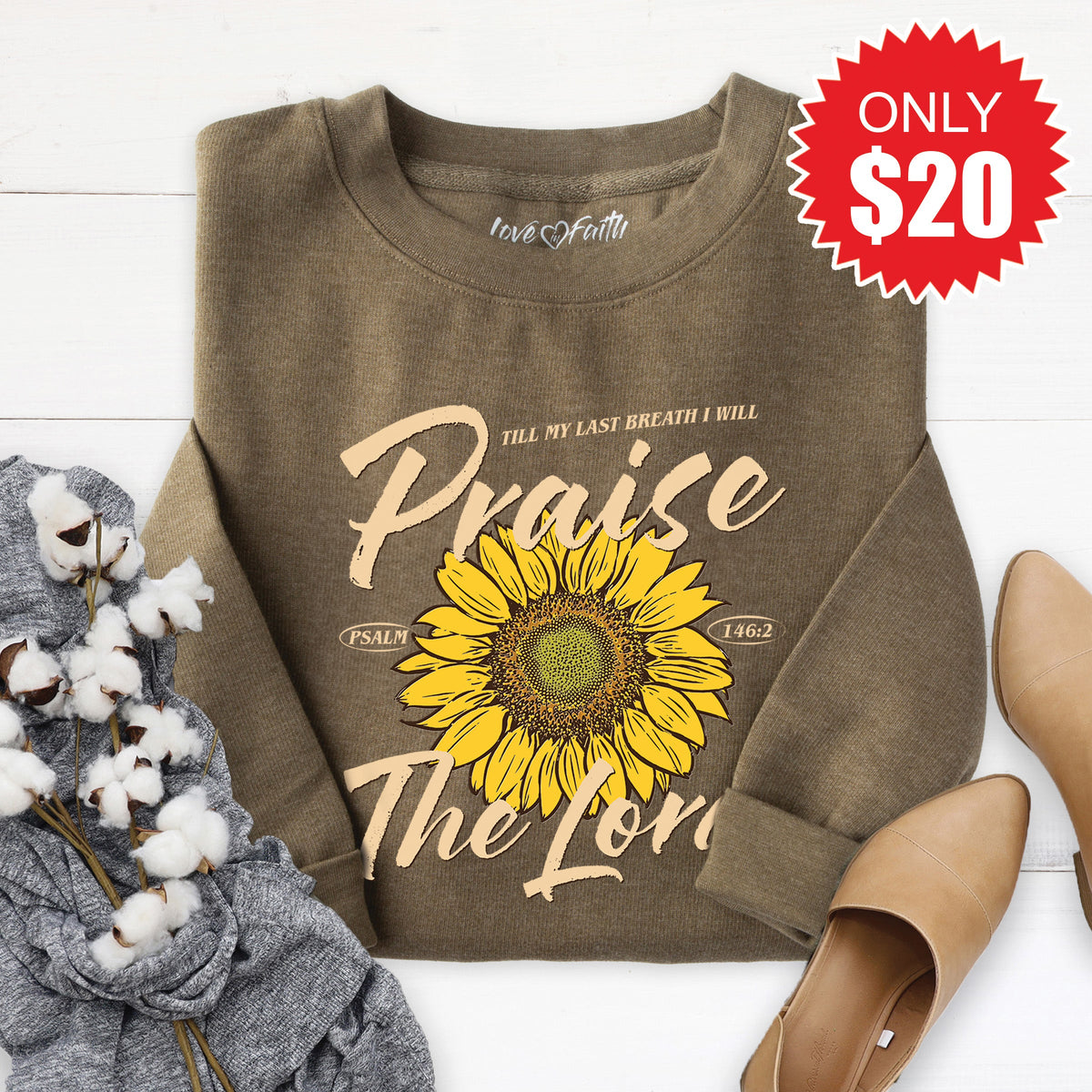 Praise The Lord Sweatshirt - Heather Olive - 20 product image 1