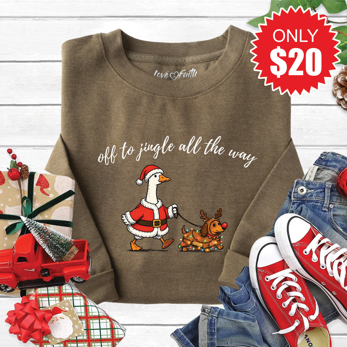 Jingle All The Way Sweatshirt - Heather Olive - 20 product image 1