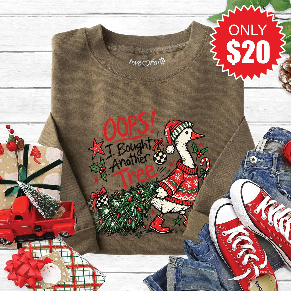 Oops Goose Sweatshirt - Heather Olive - 20 product image 1