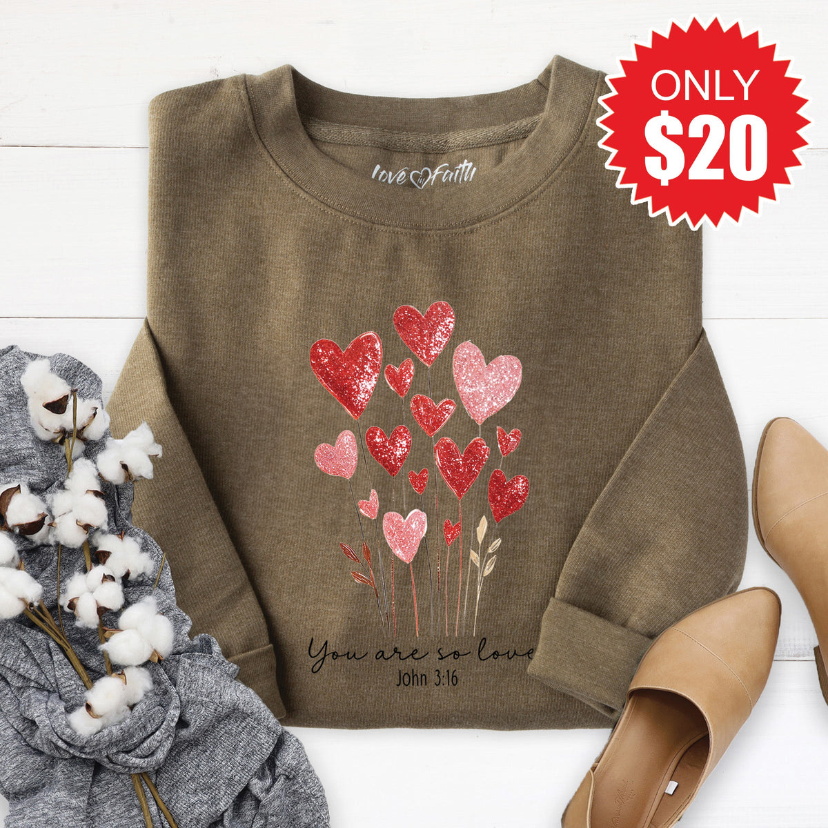 You Are So Loved Sweatshirt - Heather Olive - 20 product image 1