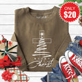 Merry Christmas Sweatshirt - Heather Olive - 20 product image 1