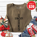 Christmas Cross Sweatshirt - Heather Olive - 20 product image 1