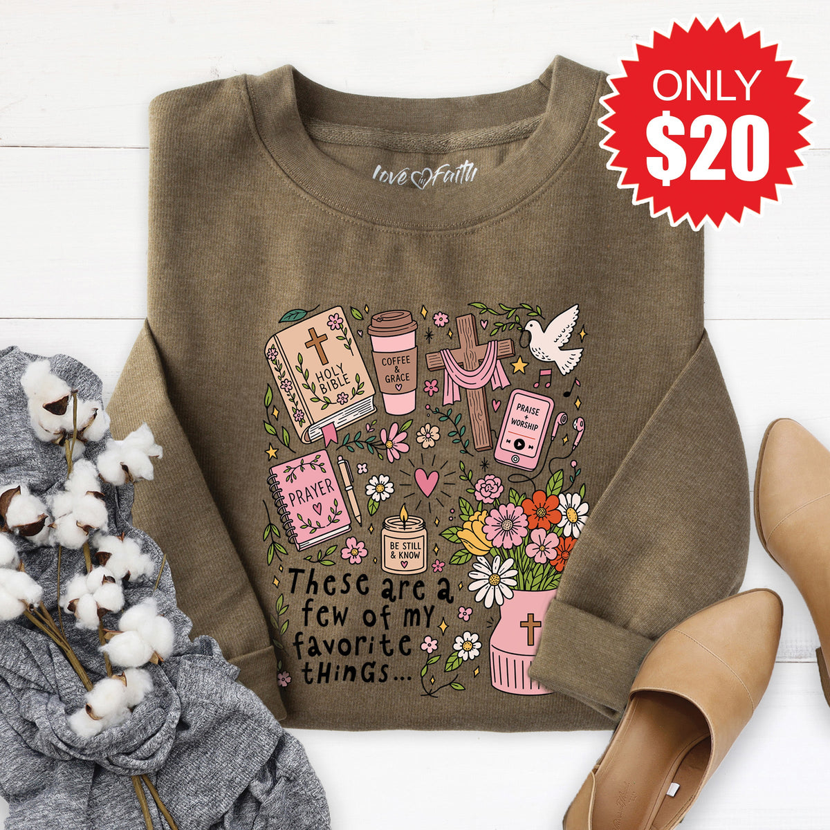 Favorite Things Sweatshirt - Heather Olive - 20 product image 1