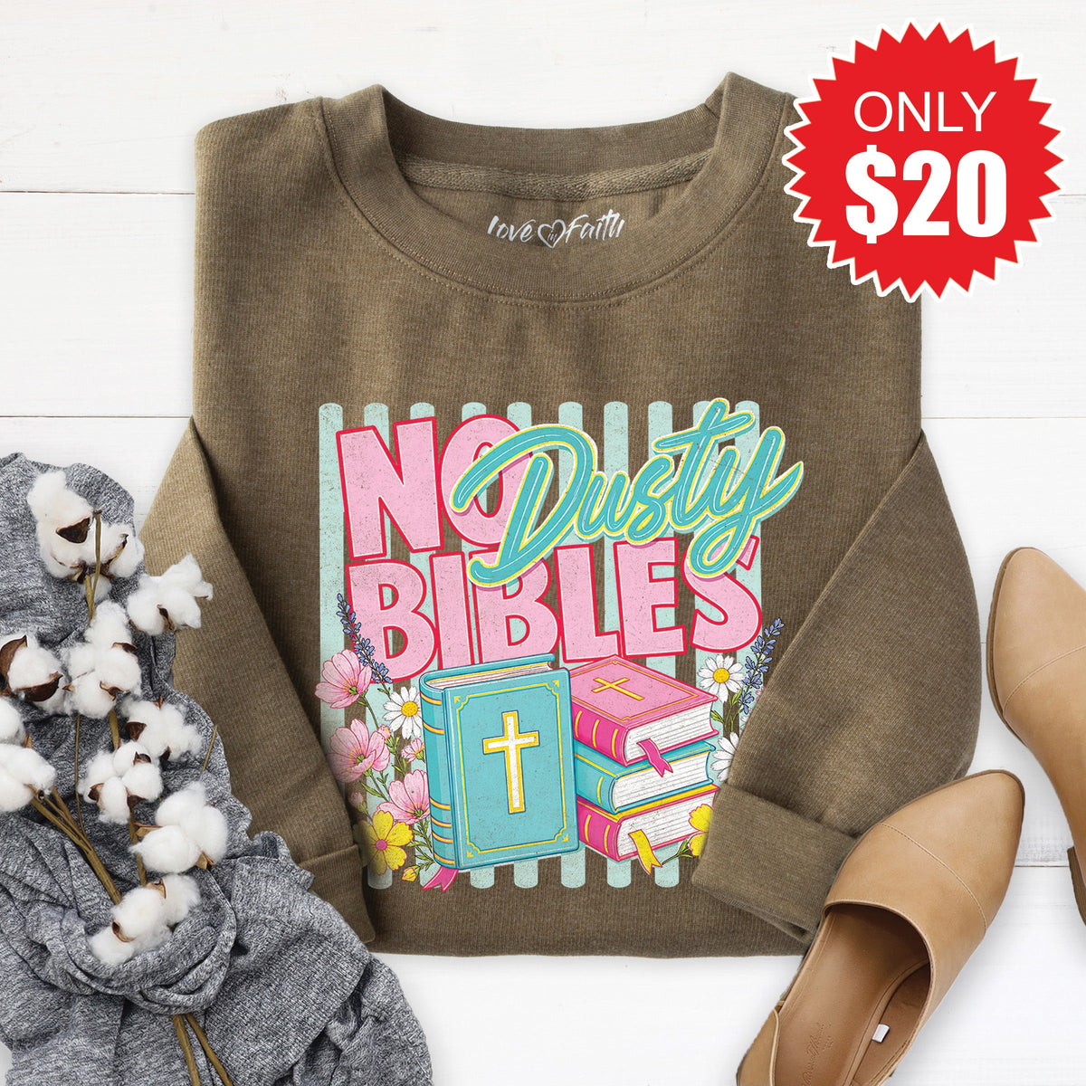 No Dusty Bibles Sweatshirt - Heather Olive - 20 product image 1