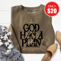 God Has A Plan Sweatshirt - Heather Olive - 20 product image 1