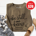 Be Still And Know Sweatshirt - Heather Olive - 20 product image 1