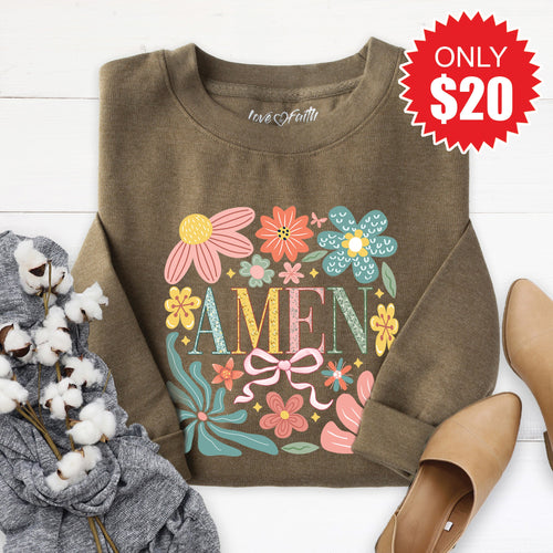 Amen Sweatshirt - Heather Olive - 20 product image 1
