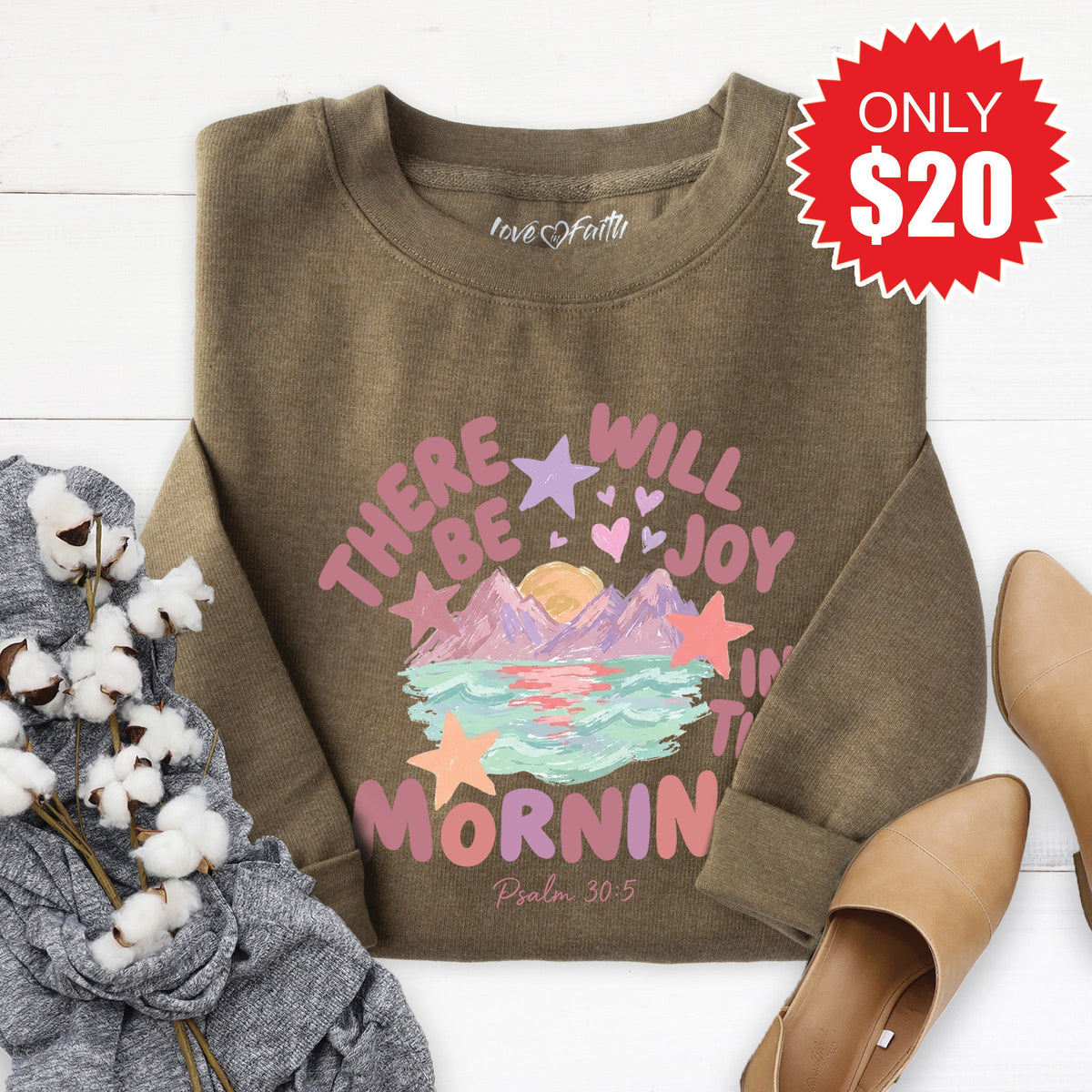 There Will Be Joy Sweatshirt - Heather Olive - 20 product image 1