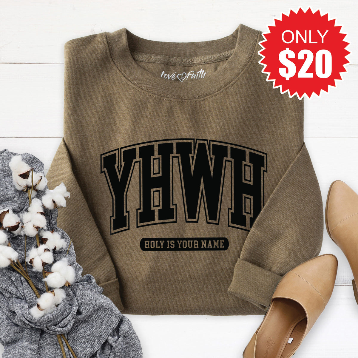 YHWH Sweatshirt - Heather Olive - 20 product image 1
