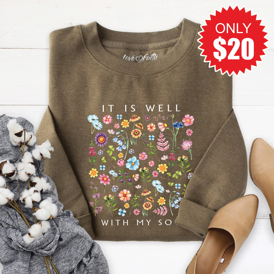 It Is Well Sweatshirt - Heather Olive - 20 product image 1